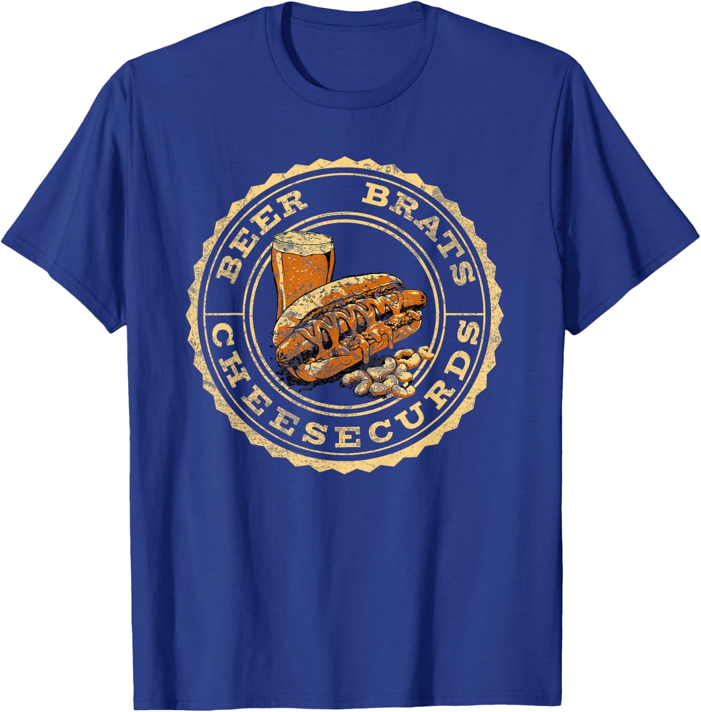 Wisconsin Favorites: Beer, Brats, Cheesecurds T-Shirt - T-Shirt | Royal