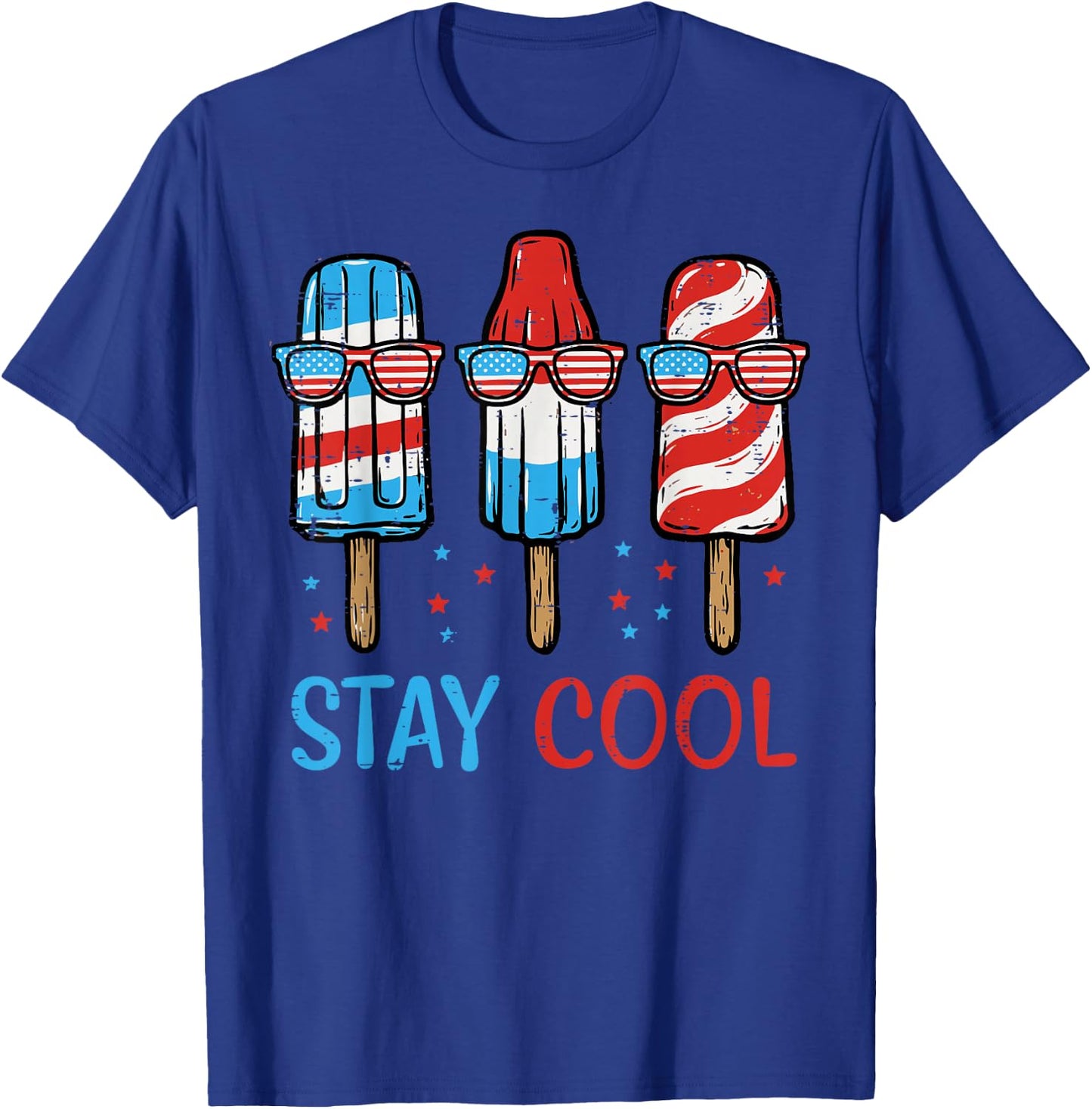 4th of July Popsicles Stay Cool Ice Cream Men Women Kids T-Shirt - T-Shirt | Royal
