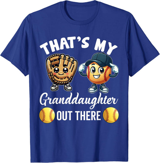 That's My Granddaughter Out There Softball Grandpa Grandma T-Shirt - T-Shirt | Royal