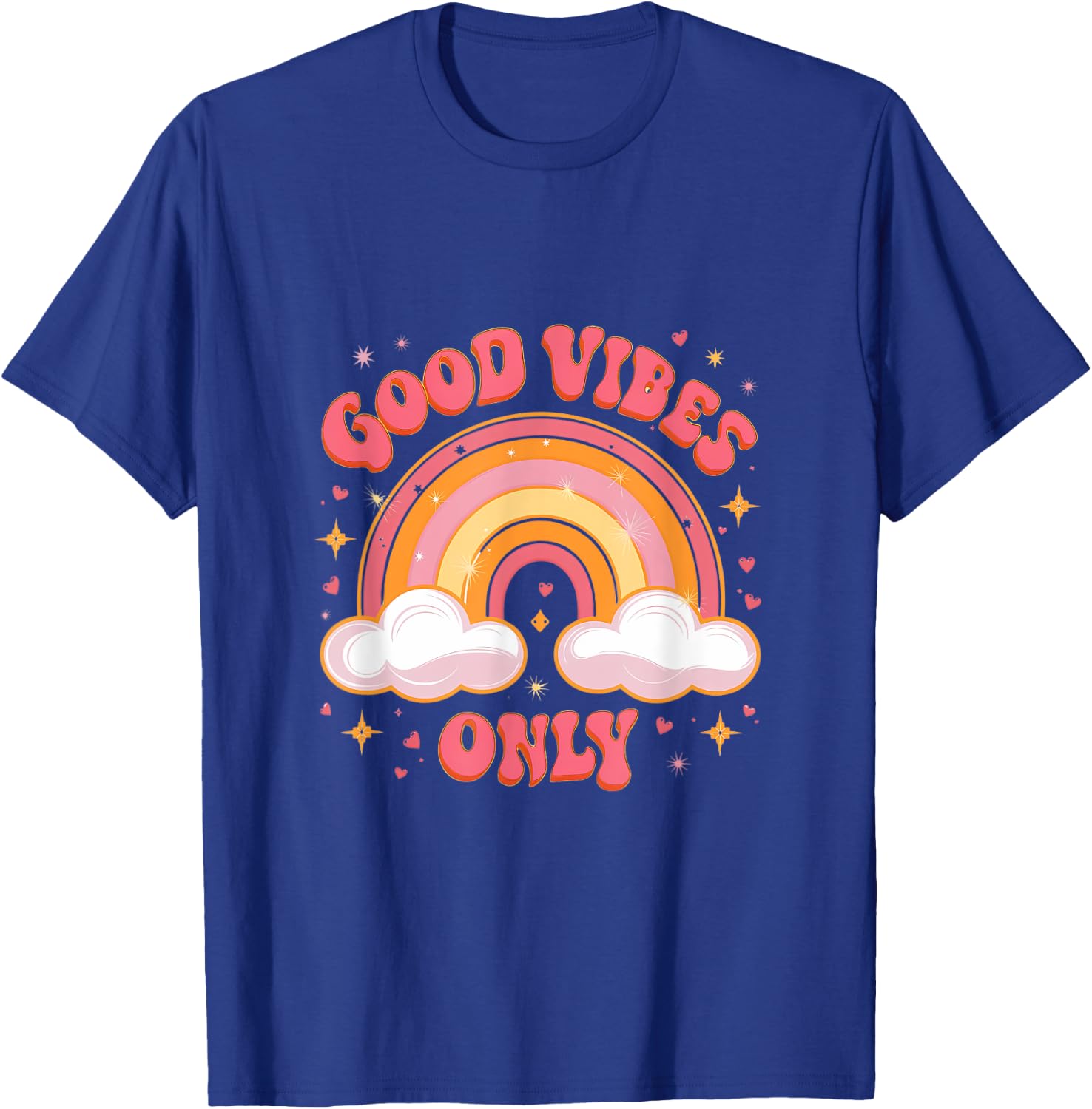 Good Vibes Only Retro Rainbow Positive Vibes T-Shirt - T-Shirt | Royal