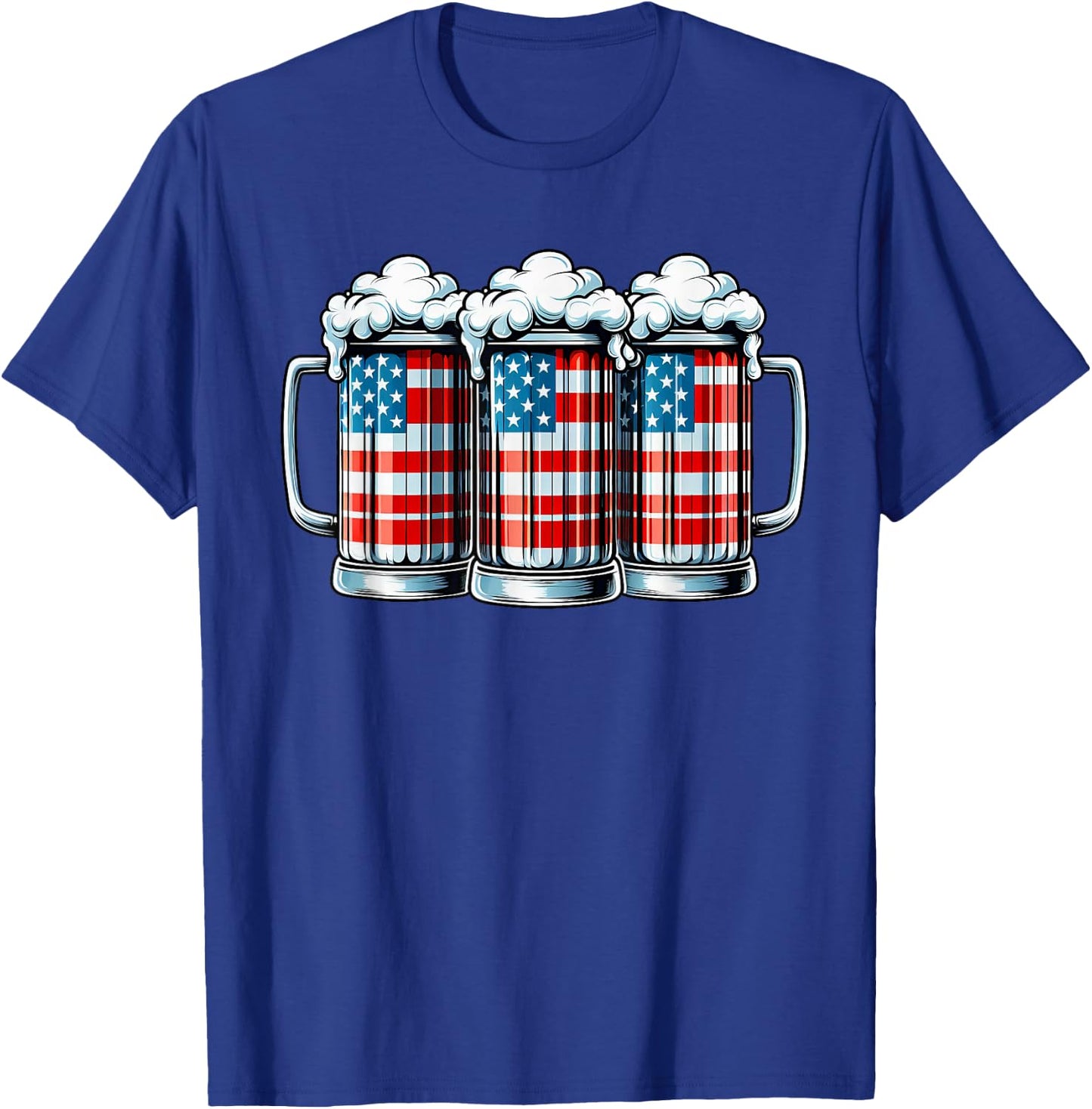 Beer American Flag 4th of July Men Women Merica Drinking USA T-Shirt - T-Shirt | Royal