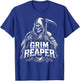 Grim Reaper Hooded Skeleton Scythe Design T-Shirt - T-Shirt | Royal