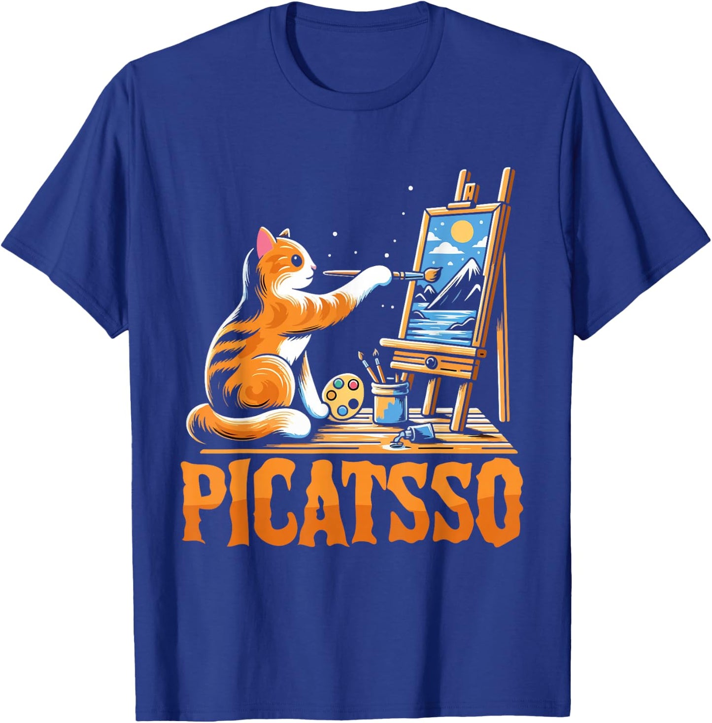 Funny Art Teacher Appreciation Gift - Picatsso - Cat Lover T-Shirt - T-Shirt | Royal