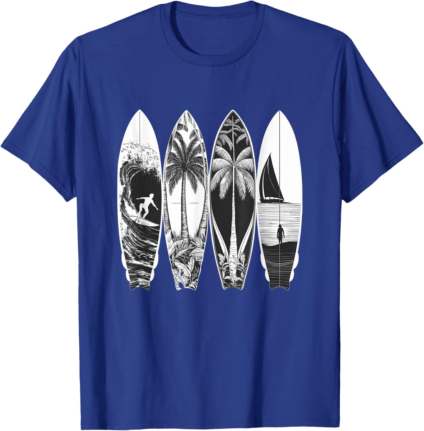 Vintage Surfer Classic Surfing Retro Surfboard Surfboarder T-Shirt - T-Shirt | Royal