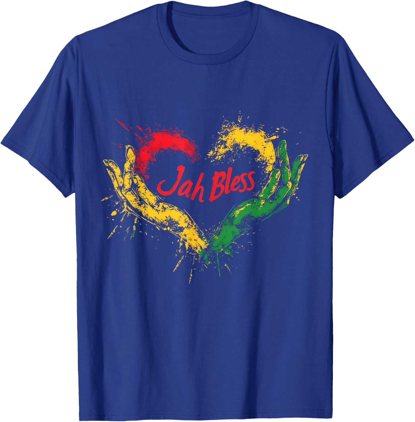 Rasta Reggae Music Jah Bless Up Rastafari Hand Heart T-Shirt - T-Shirt | Royal