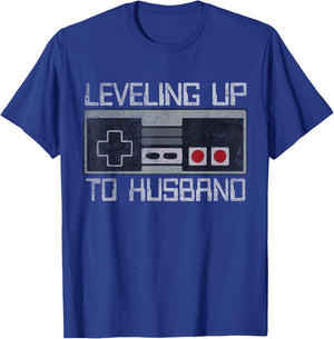Bachelor Party Leveling Up to Husband Gamer Groom To Be T-Shirt - T-Shirt | Royal