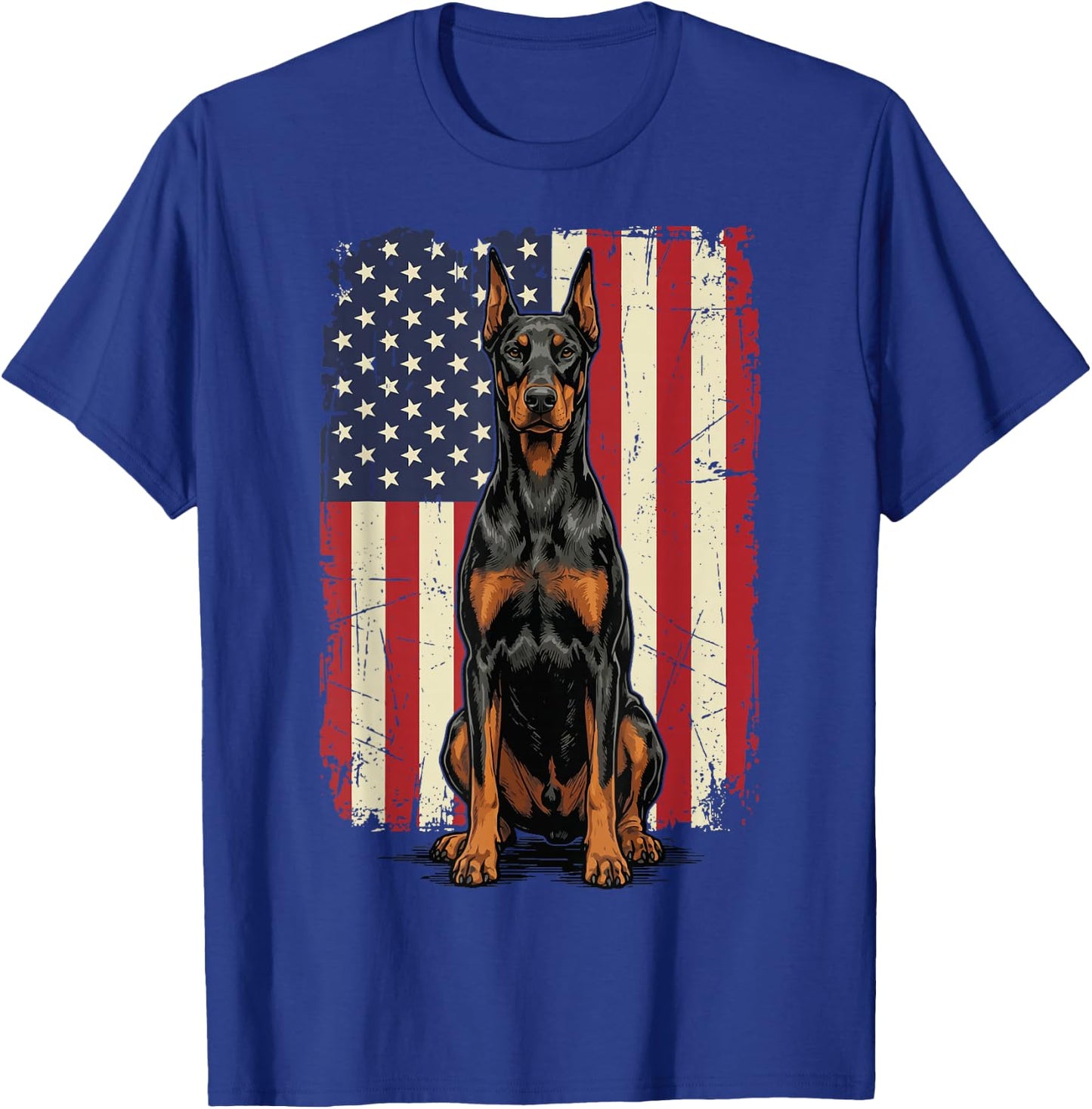 Doberman USA Flag T-Shirt - T-Shirt | Royal