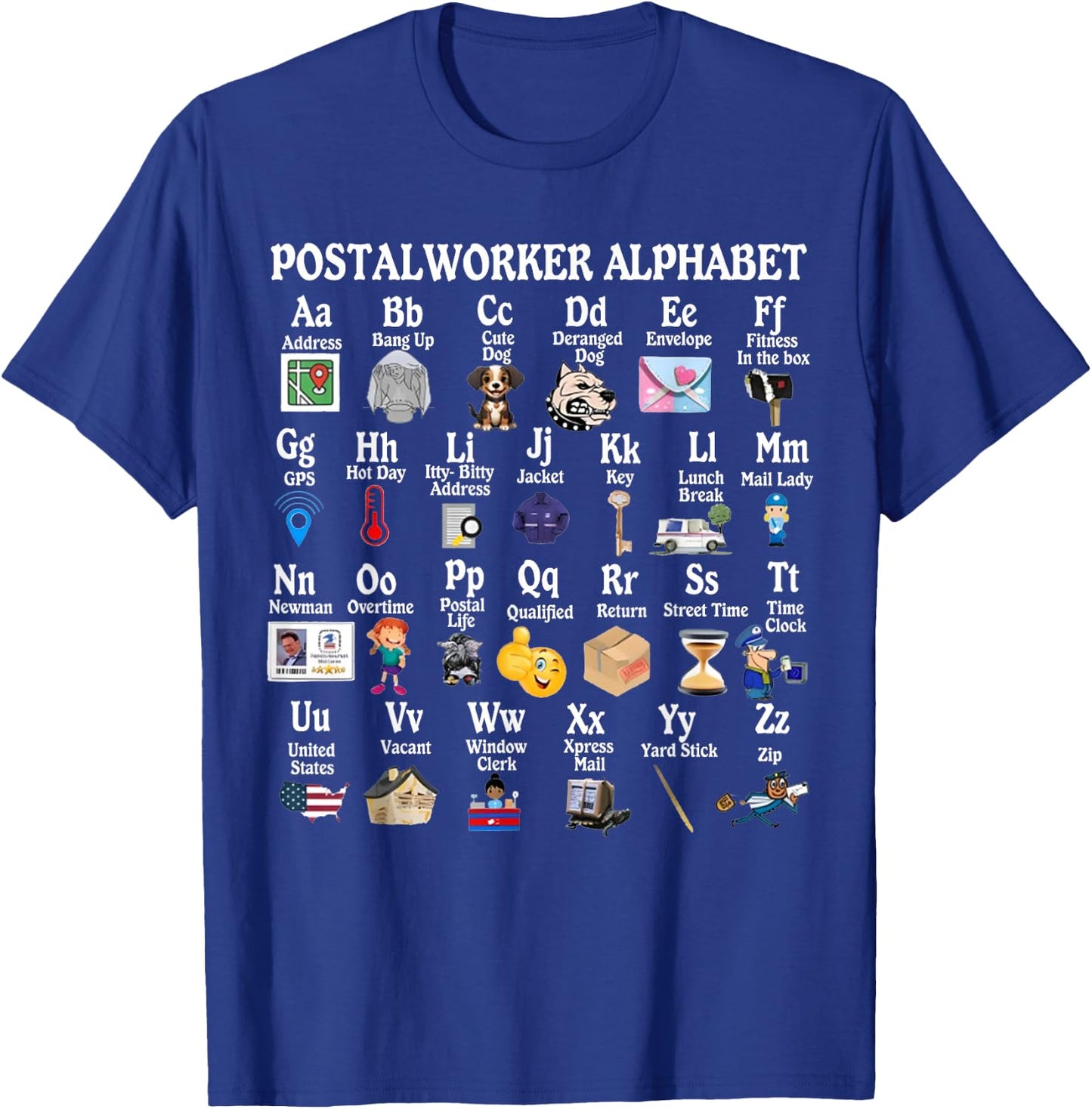 Mailed it Postal Worker Gifts Funny Alphabet Post Office Delivery Mailman T-Shirt - T-Shirt | Royal