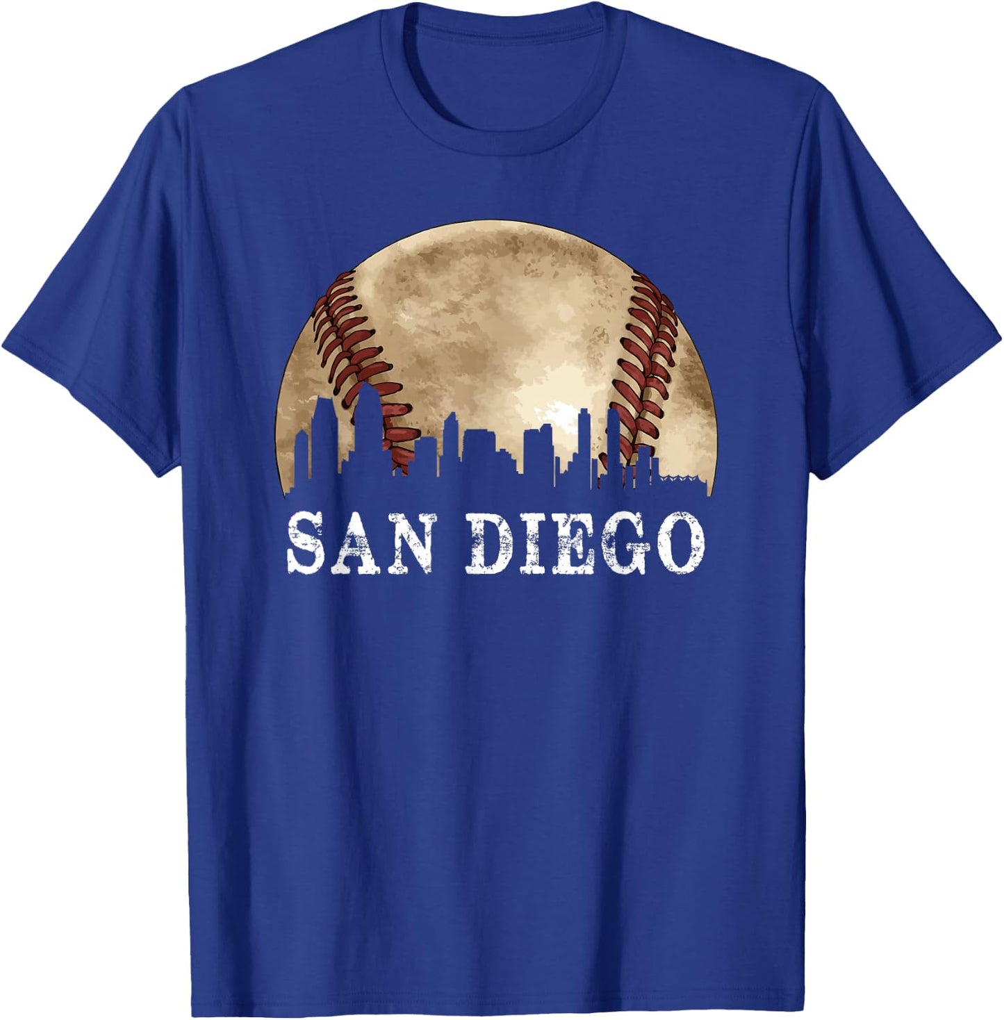 San Diego Skyline City Vintage Baseball Lover T-Shirt - T-Shirt | Royal