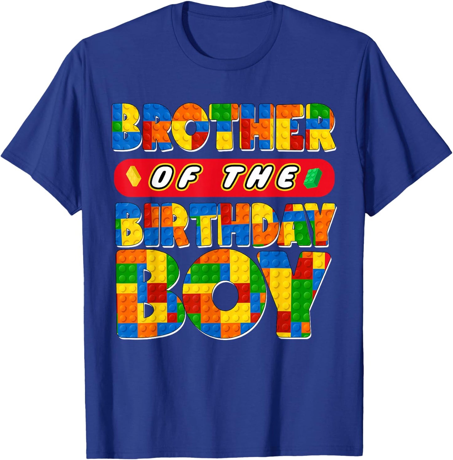 Brother Birthday Boy Building Bricks Family Party Decor T-Shirt - T-Shirt | Royal