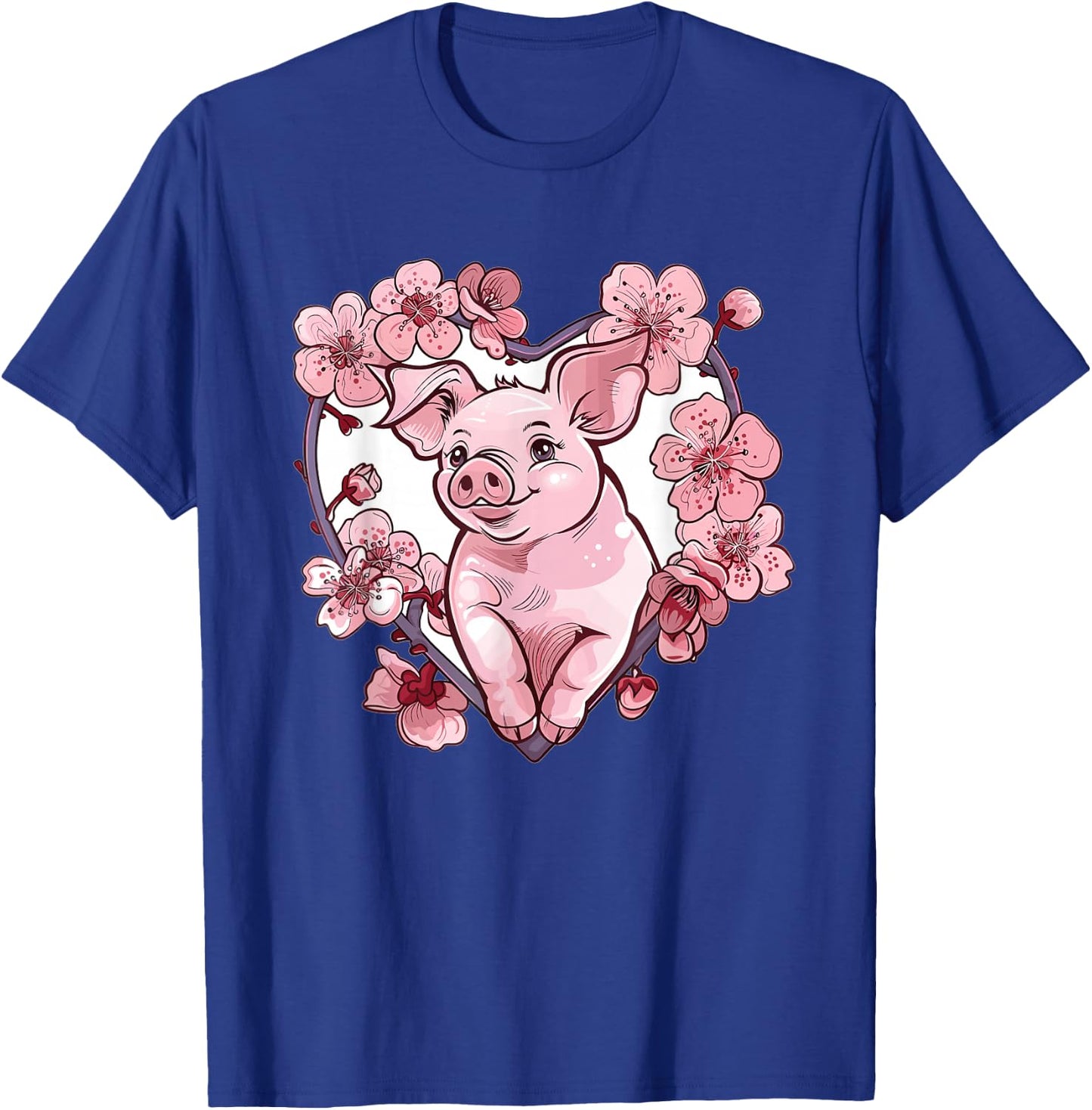Cute Pig With Flowers I Pig T-Shirt - T-Shirt | Royal