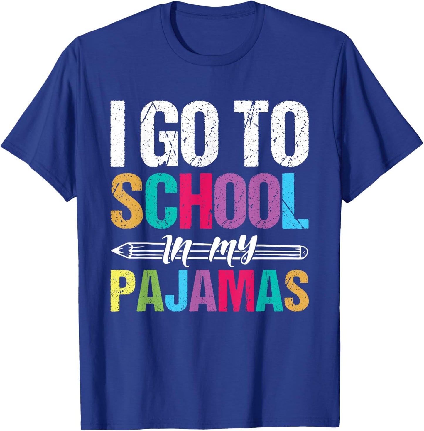 I Go To School In My Pajamas Online Teacher Home Schooling Women Girls Kids T-Shirt - T-Shirt | Royal