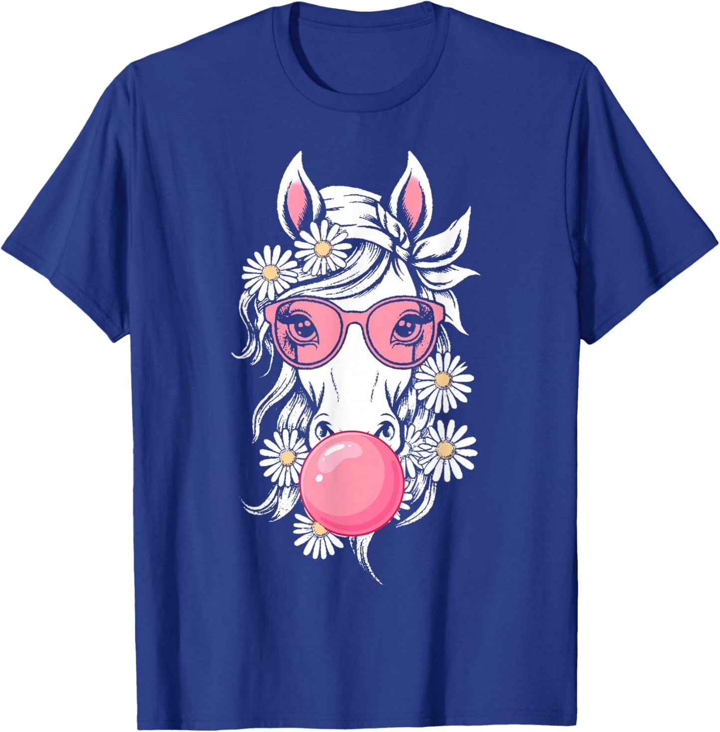 Horse with Pink Bandana and Bubble Gum Graphic T-Shirt - T-Shirt | Royal