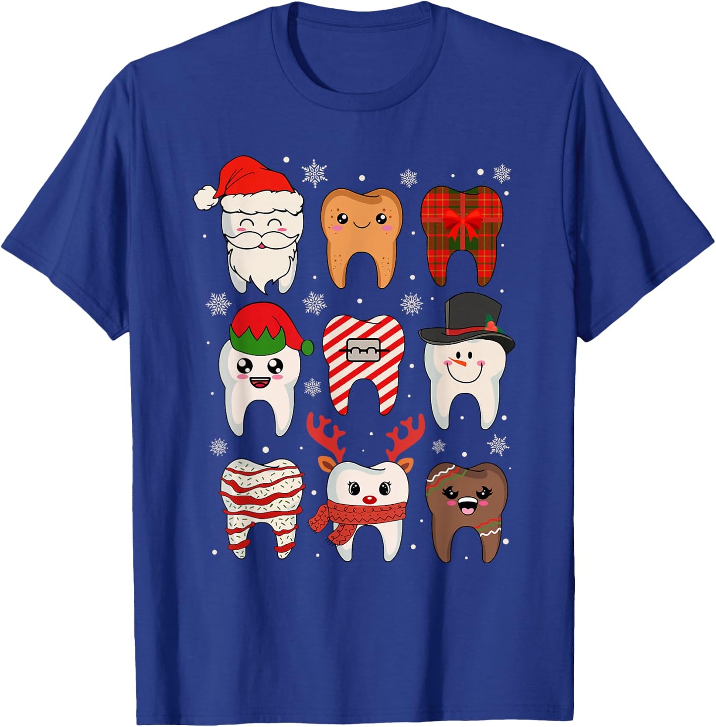 Funny Dental Christmas Teeth Cute Xmas Dentist Squad Crew T-Shirt - T-Shirt | Royal