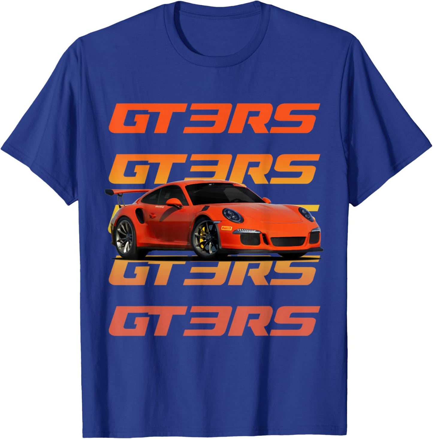 CLICK FOR MORE GT3RS GT3RS , Adult, , Short Sleeve, Black, Small, Retro, Polyester, Machine Wash, , Classic Fit, Distressed Design, Color-Variant Fabric T-Shirt - T-Shirt | Royal