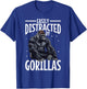 Funny Gorilla Animal Easily Distracted By Gorillas T-Shirt - T-Shirt | Royal