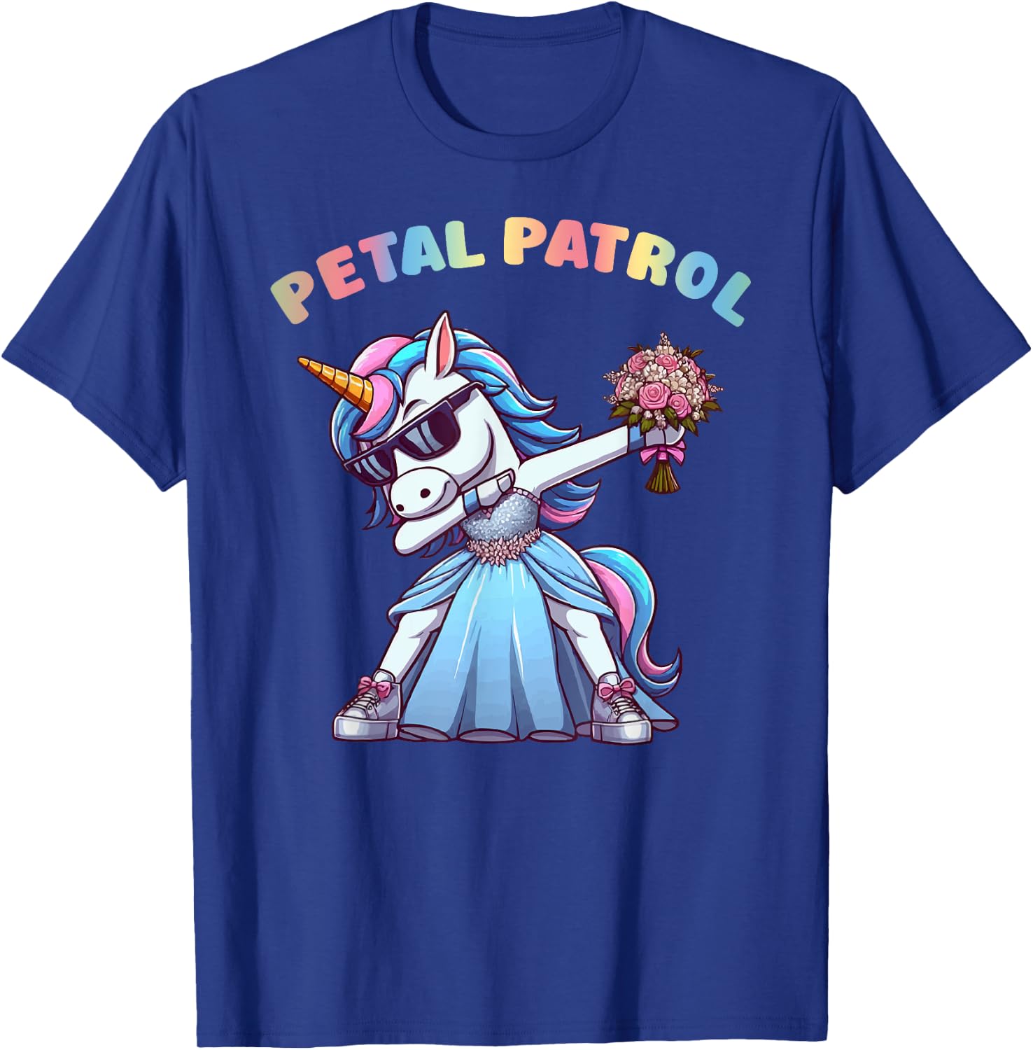 Wedding Petal Patrol Flower Girl Unicorn Bridesmaid T-Shirt - T-Shirt | Royal
