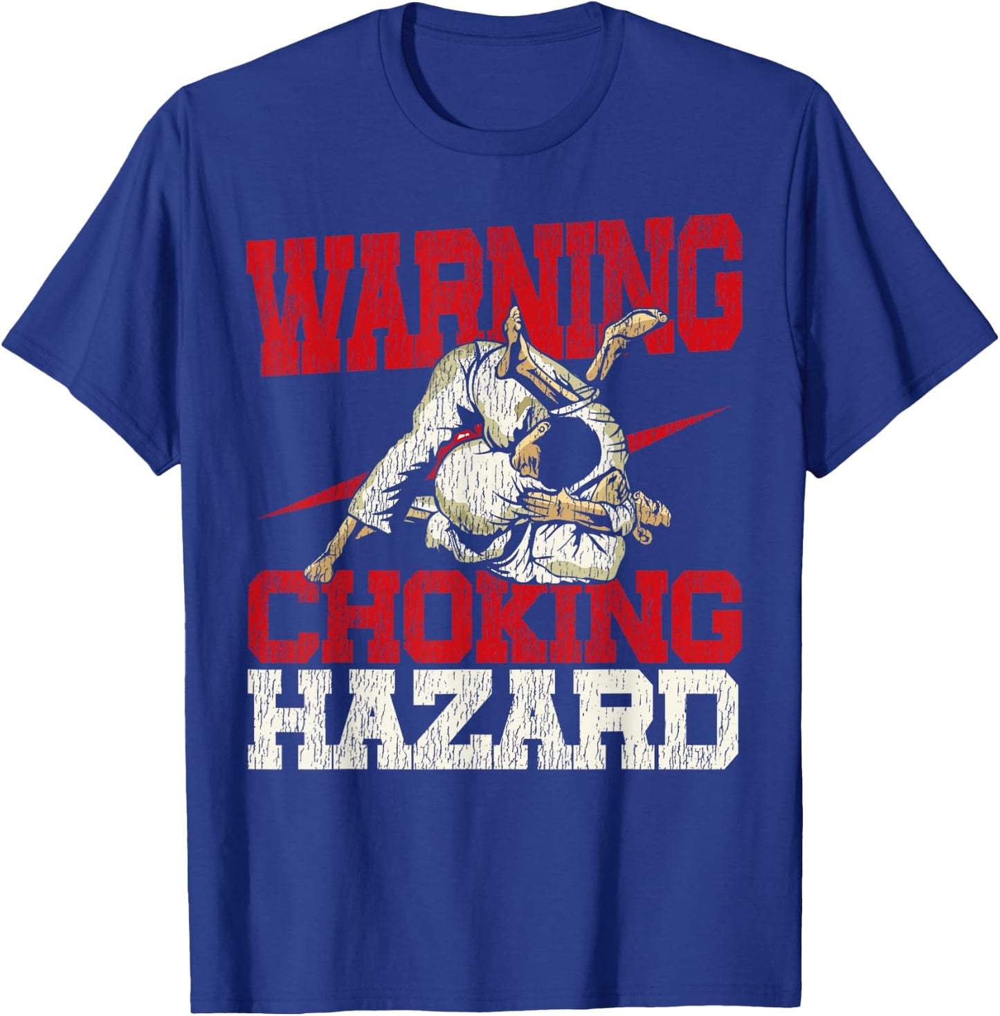 Jiu Jitsu Vintage Warning Choking Hazard T-Shirt - T-Shirt | Royal