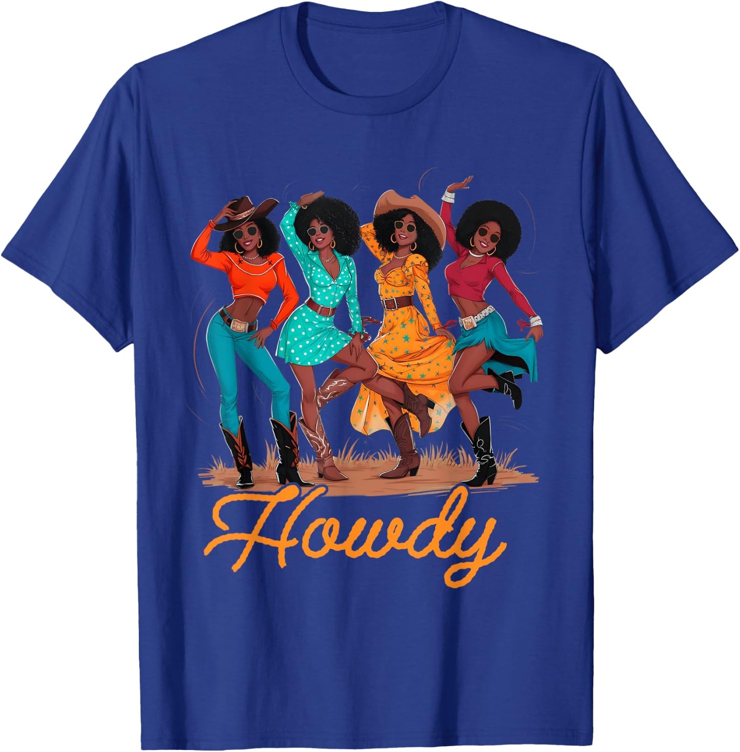Black Cowgirls Line Dance Western Rodeo Country Music Texas T-Shirt - T-Shirt | Royal
