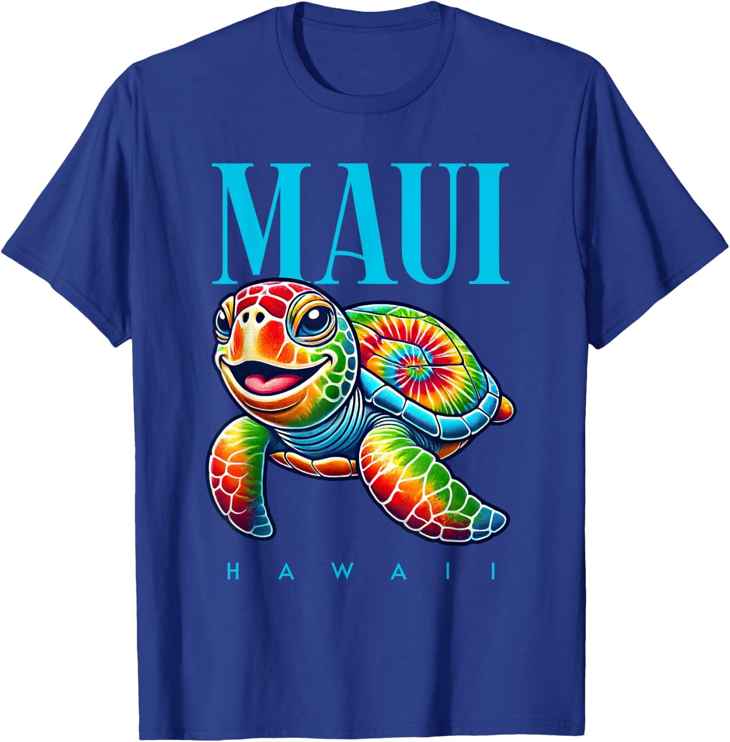 Maui Hawaii Smiling Tie Dye Sea Turtle T-Shirt - T-Shirt | Royal