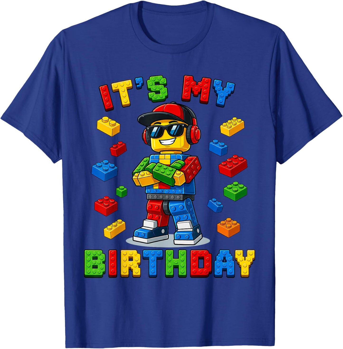Cute It's My Birthday Building Kids Birthday Boy Party T-Shirt - T-Shirt | Royal
