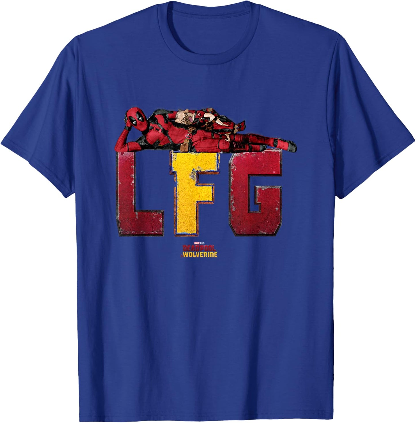 Marvel Deadpool & Wolverine LFG Deadpool & Dogpool Chilling T-Shirt - T-Shirt | Royal