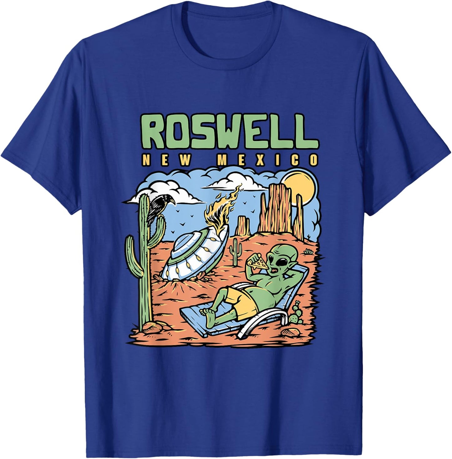 Funny Alien Vacation In Roswell New Mexico Desert T-Shirt - T-Shirt | Royal