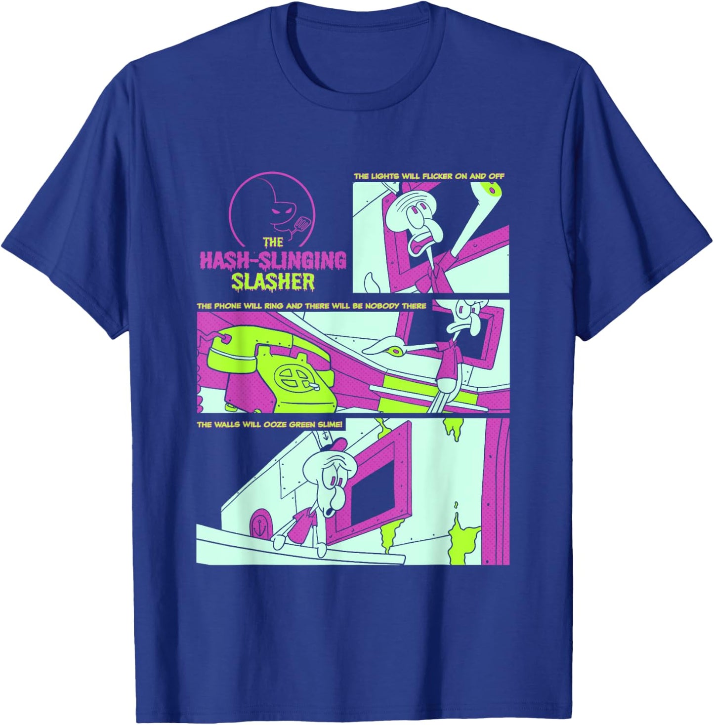 SpongeBob SquarePants The Hash-Slinging Slasher Signs Panels T-Shirt - T-Shirt | Royal