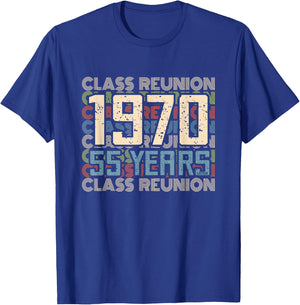 Class 1970 High School Alumni 55 Yrs Later College Reunion T-Shirt - T-Shirt | Royal