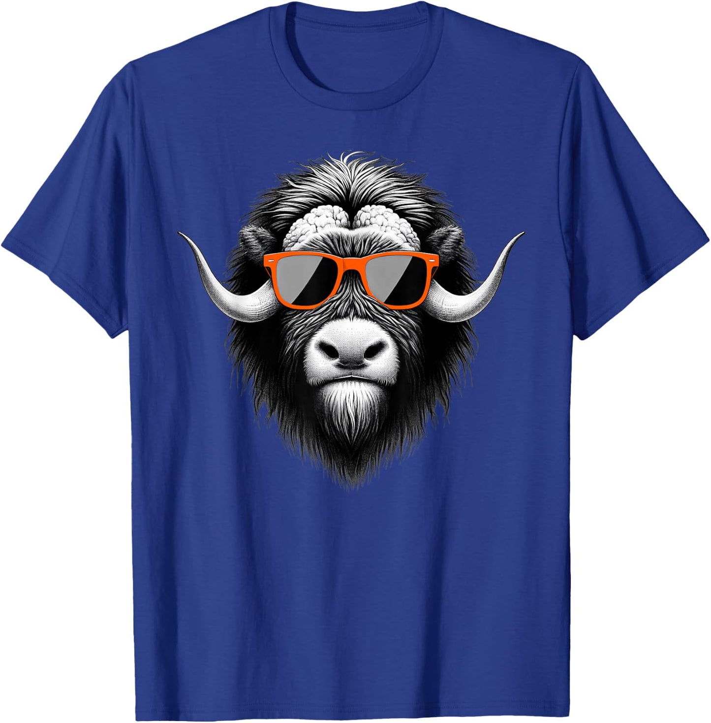Cool Musk Ox Wearing Sunglasses Graphic Art T-Shirt - T-Shirt | Royal