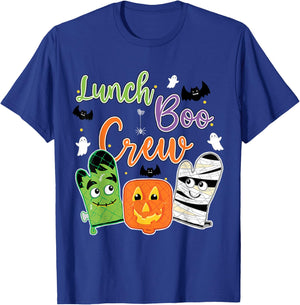 Funny Lunch Lady Boo Crew Halloween School Cafeteria Staff T-Shirt - T-Shirt | Royal