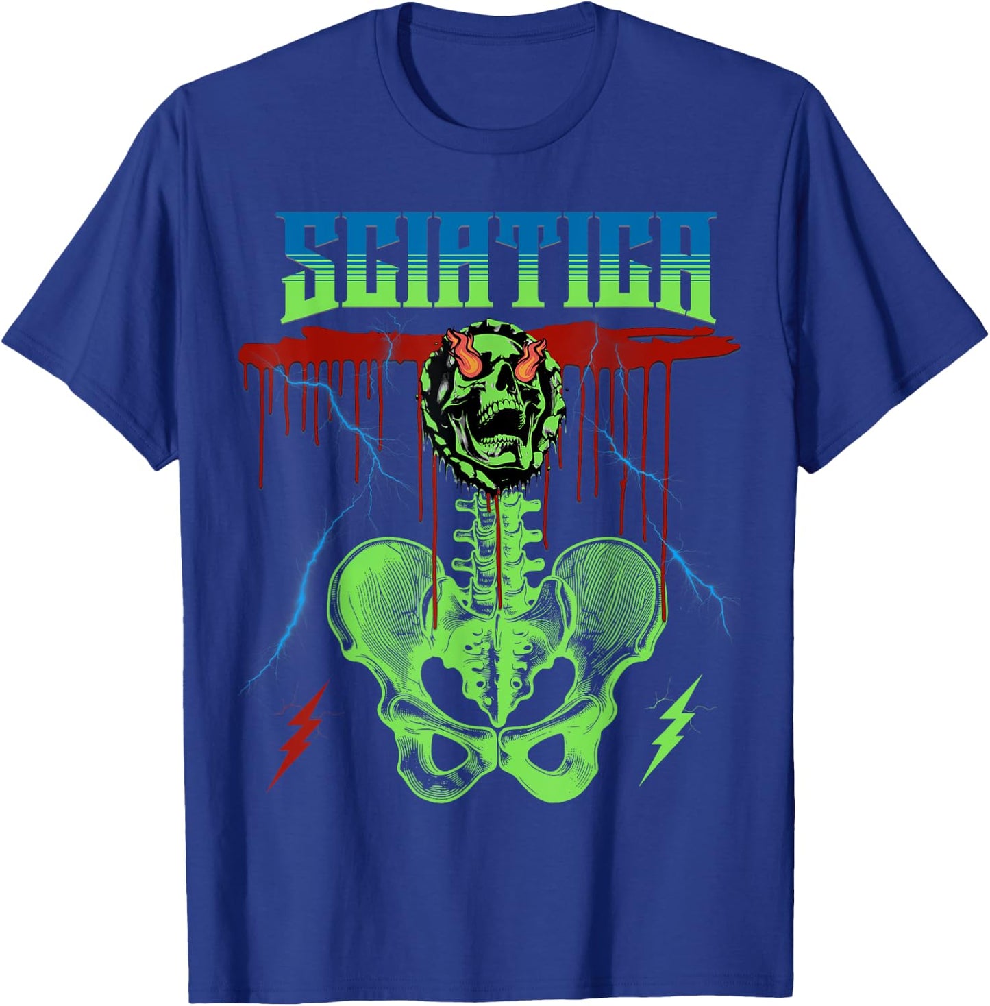 Sciatica Rock Music Band Concert Punk Skull Rocker T-Shirt - T-Shirt | Royal