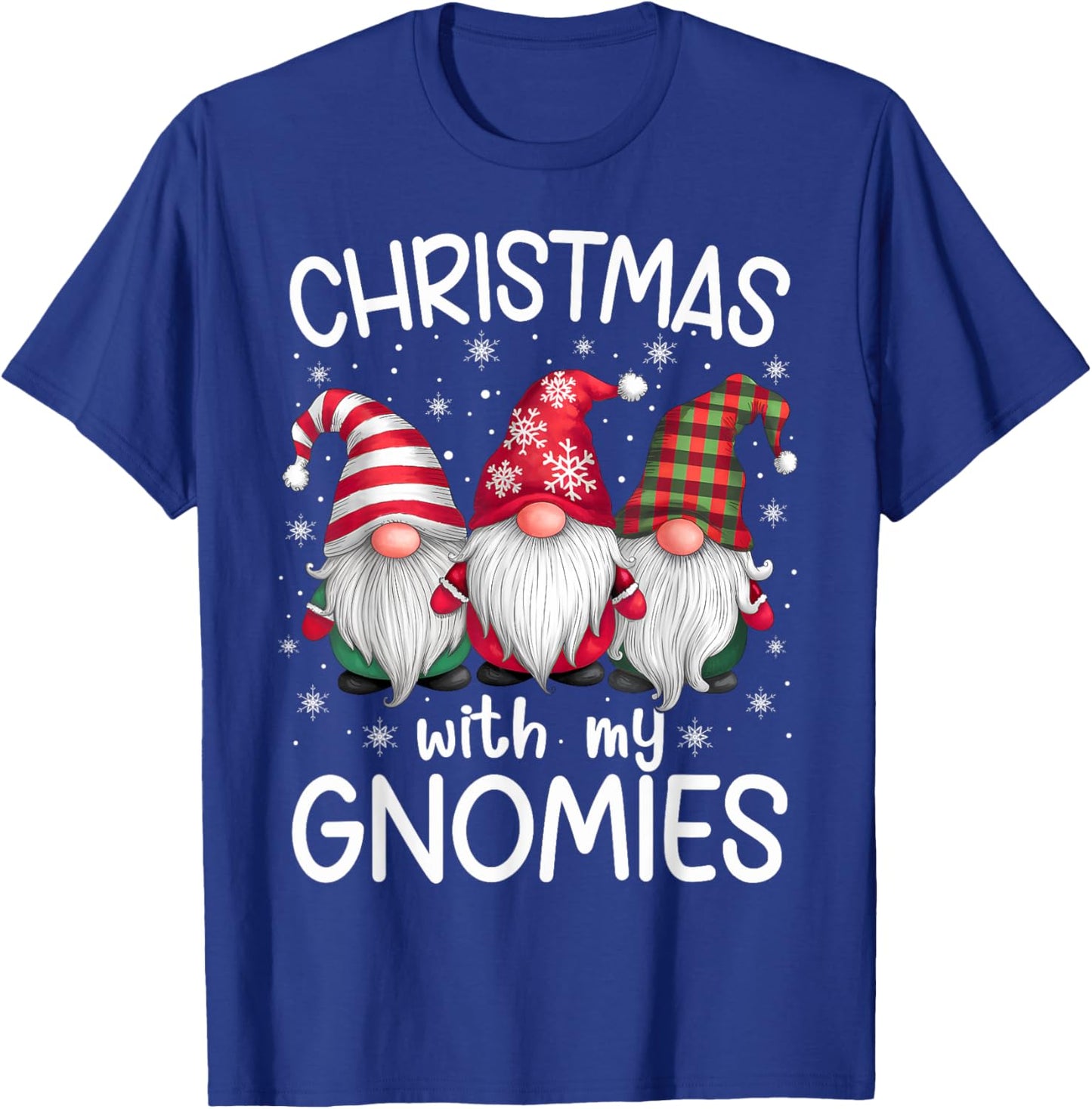 Gnome Family Christmas Men Women Kids Apparel -Adult Christmas Cartoon Gnome Winter Holiday Black Plaid, Stripe Small T-Shirt - T-Shirt | Royal