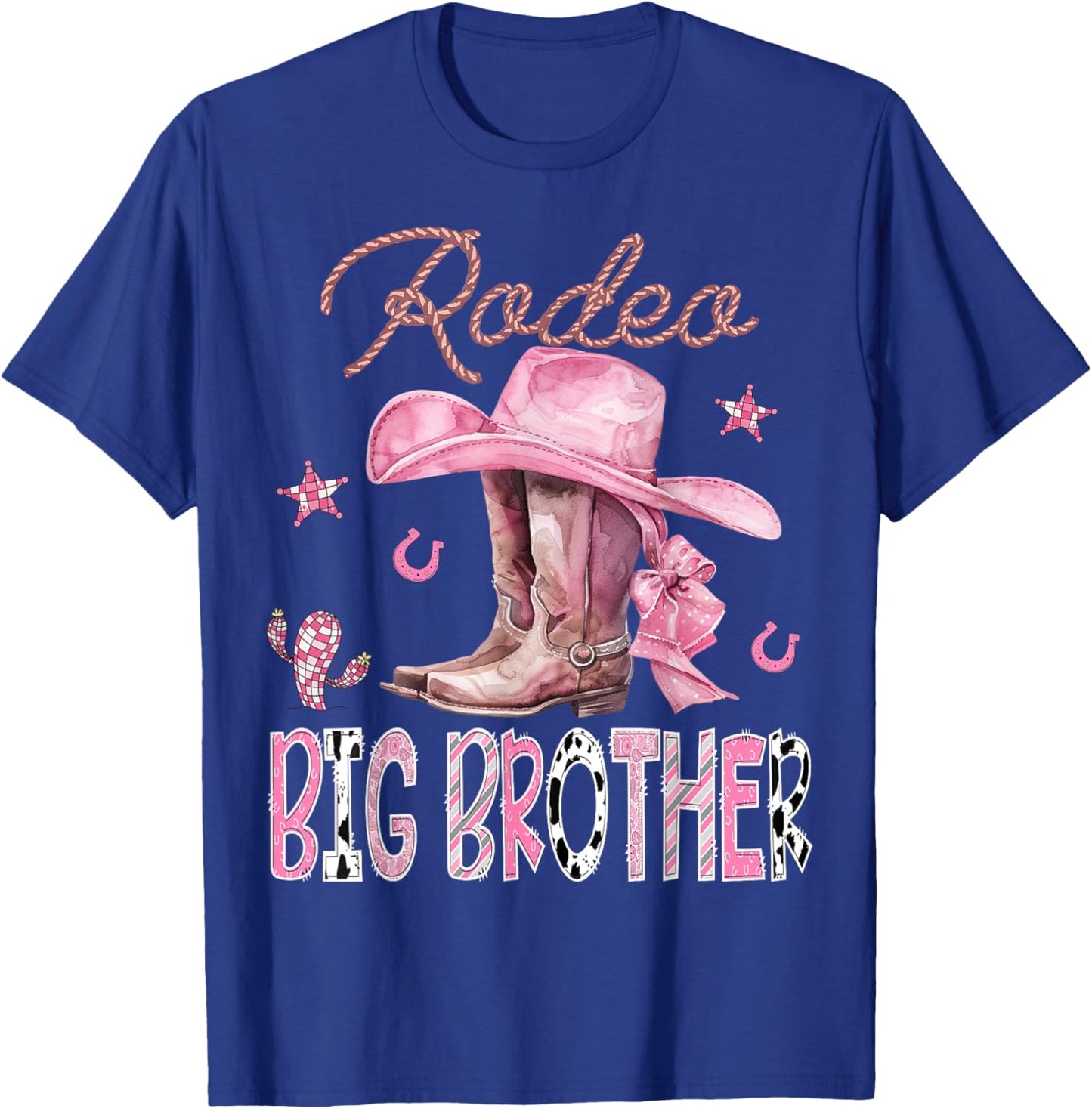 Rodeo Big Brother Pink Boots Coquette CowGirl Birthday Party T-Shirt - T-Shirt | Royal