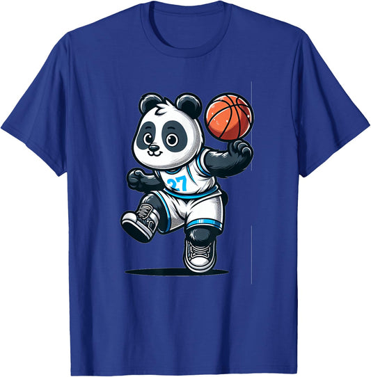 Cute Basketball Player Panda T-Shirt - T-Shirt | Royal