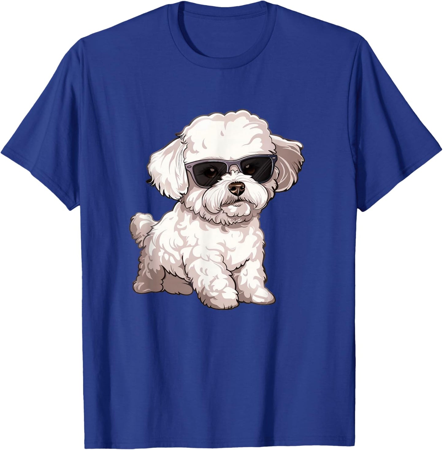 Cute Bichon Frise Dog Sunglasses T-Shirt - T-Shirt | Royal