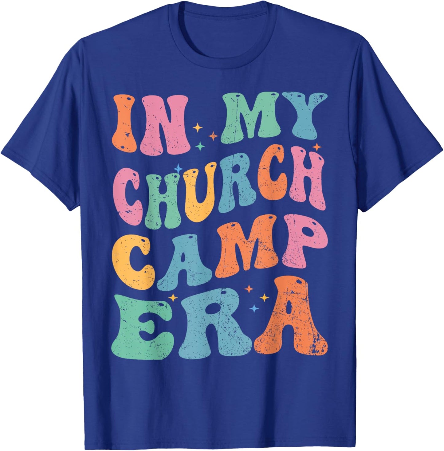 In My Church Camp Era Funny Groovy Summer Camping T-Shirt - T-Shirt | Royal
