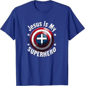 Jesus is My Superhero Christian T-Shirt - T-Shirt | Royal