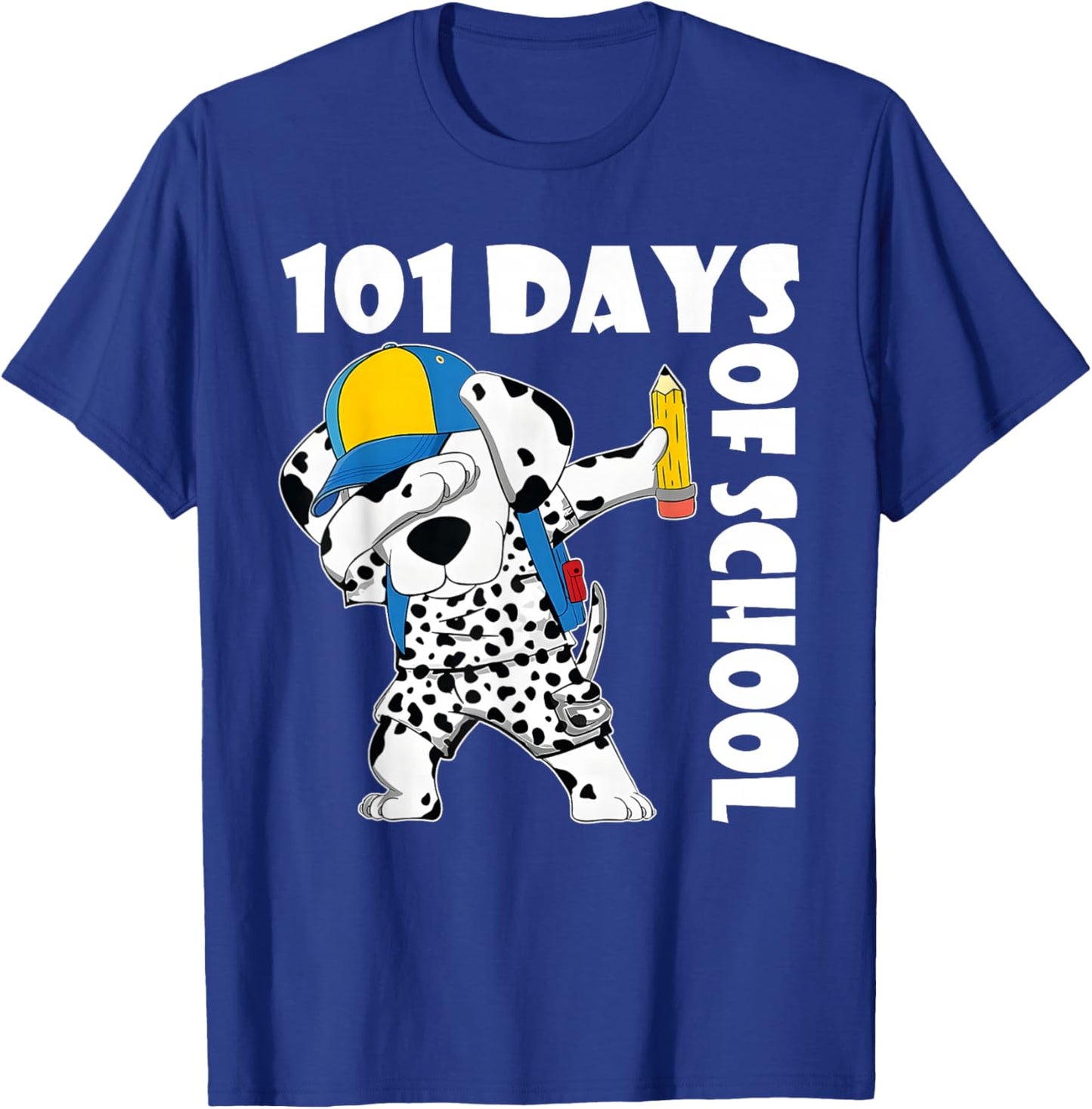Happy 101 Days School Cute Dog 100 Days Dab Teacher Student T-Shirt - T-Shirt | Royal
