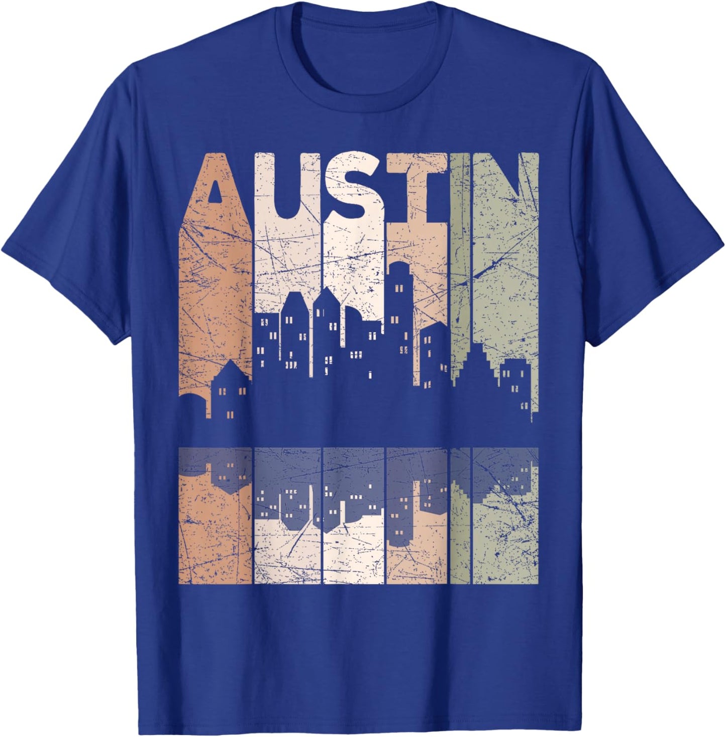 Austin Vintage Austin Texas Retro Austin Skyline T-Shirt - T-Shirt | Royal