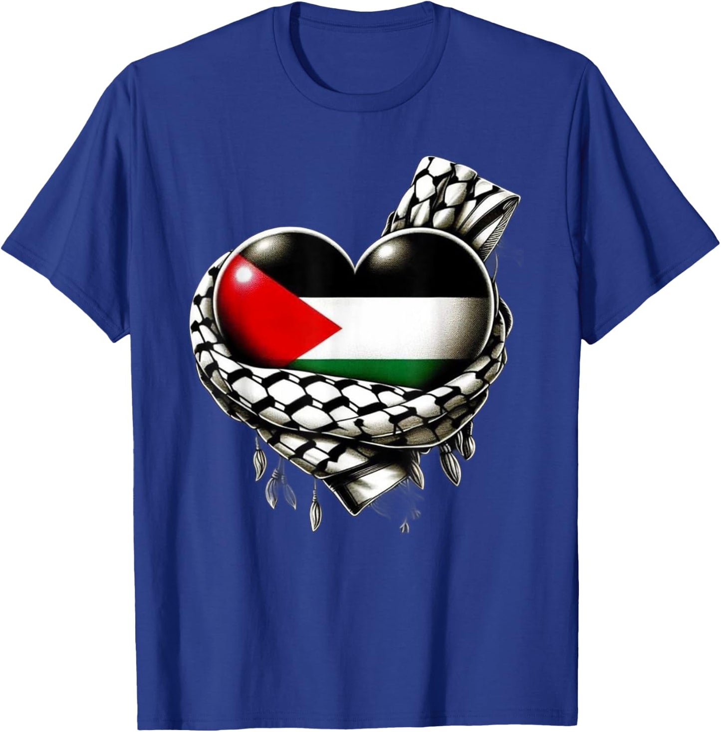 Palestine Heart Flag Palestinian Keffiyeh Palestine T-Shirt - T-Shirt | Royal