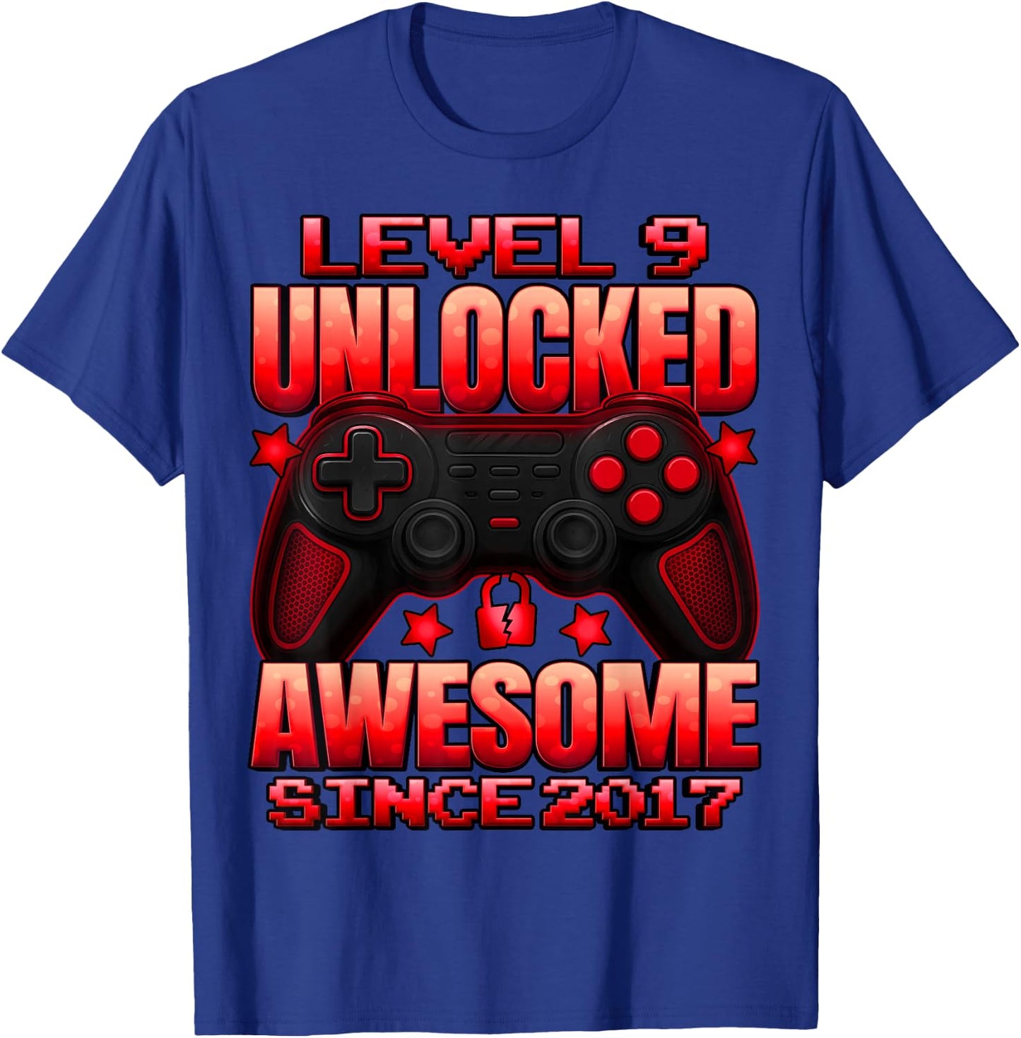 Level 9 Unlocked 9 Year Old Gifts for Boys 9th Birthday Boy T-Shirt - T-Shirt | Royal