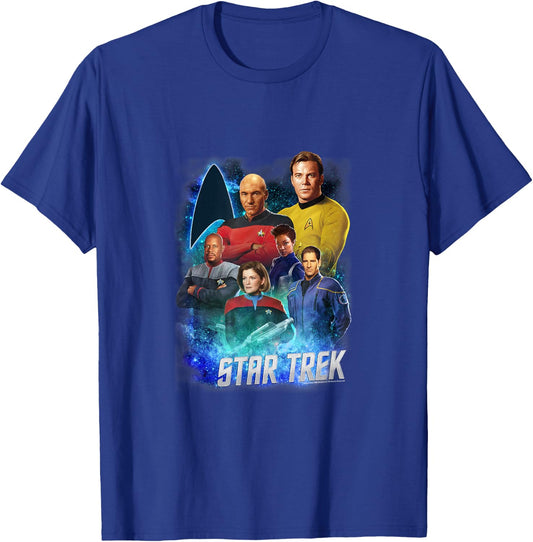 Star Trek Starfleet Legendary Captains Vintage Group Shot T-Shirt - T-Shirt | Royal