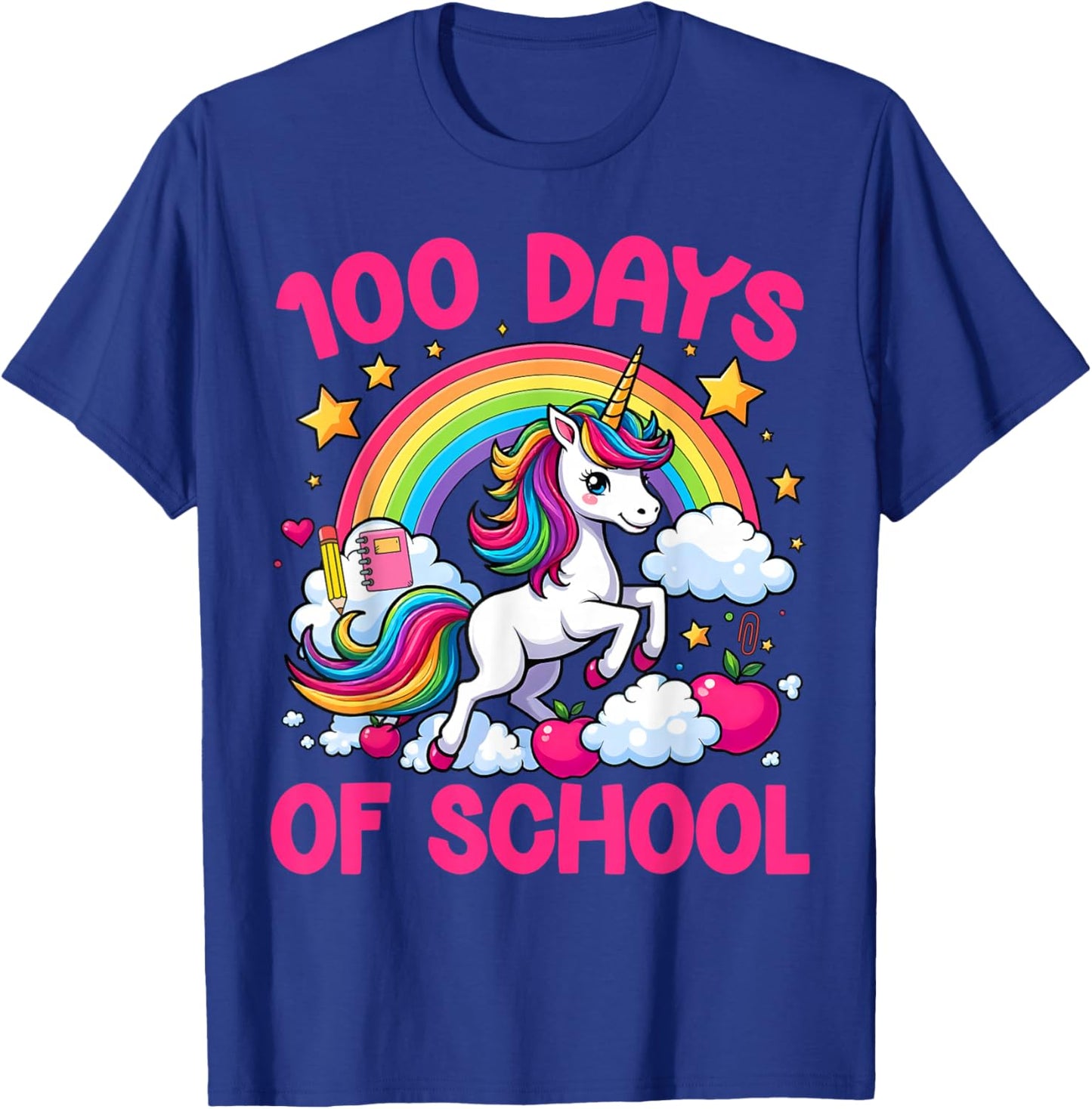 100 Days Of School Unicorn Teacher Girls Happy 100 Days T-Shirt - T-Shirt | Royal