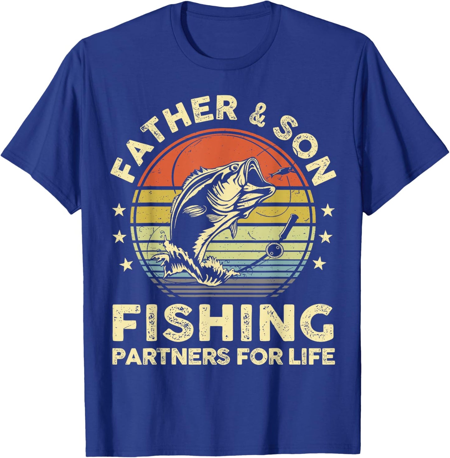 Father Son Matching Fishing Funny Bass Fish Dad Graphic T-Shirt - T-Shirt | Royal