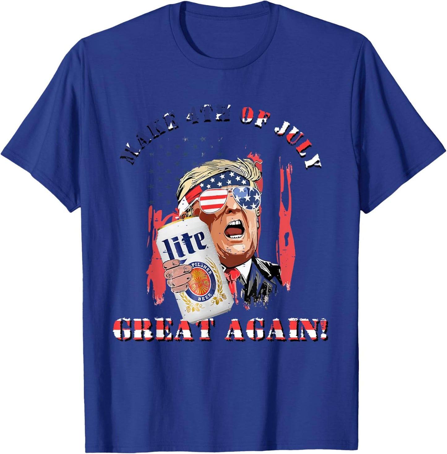 Funny Trump Drinking US Flag Make 4th of July Great Again Men T-Shirt - T-Shirt | Royal