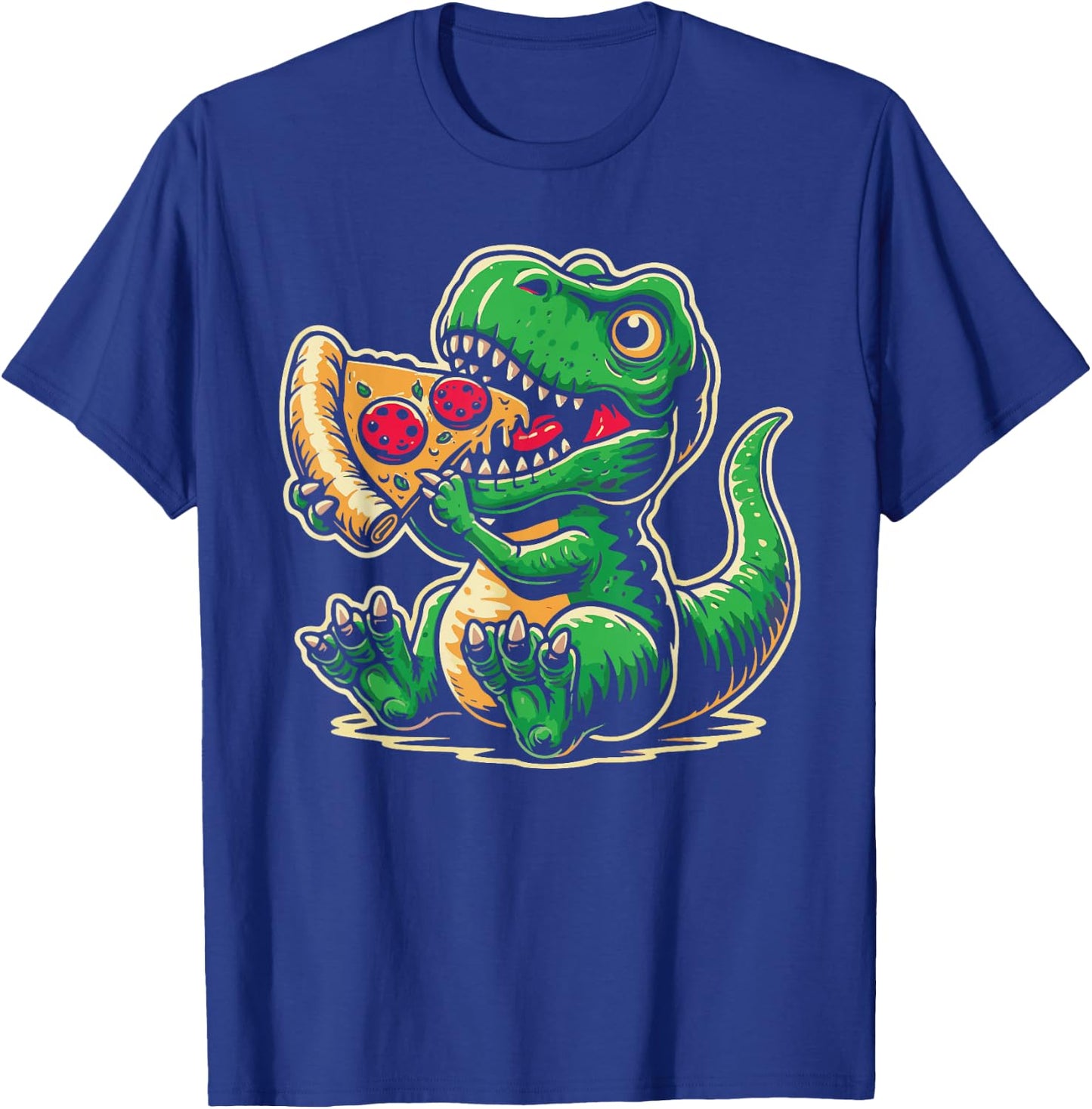 T-Rex Dinosaur Eating Pizza Funny Dino Lover T-Shirt - T-Shirt | Royal