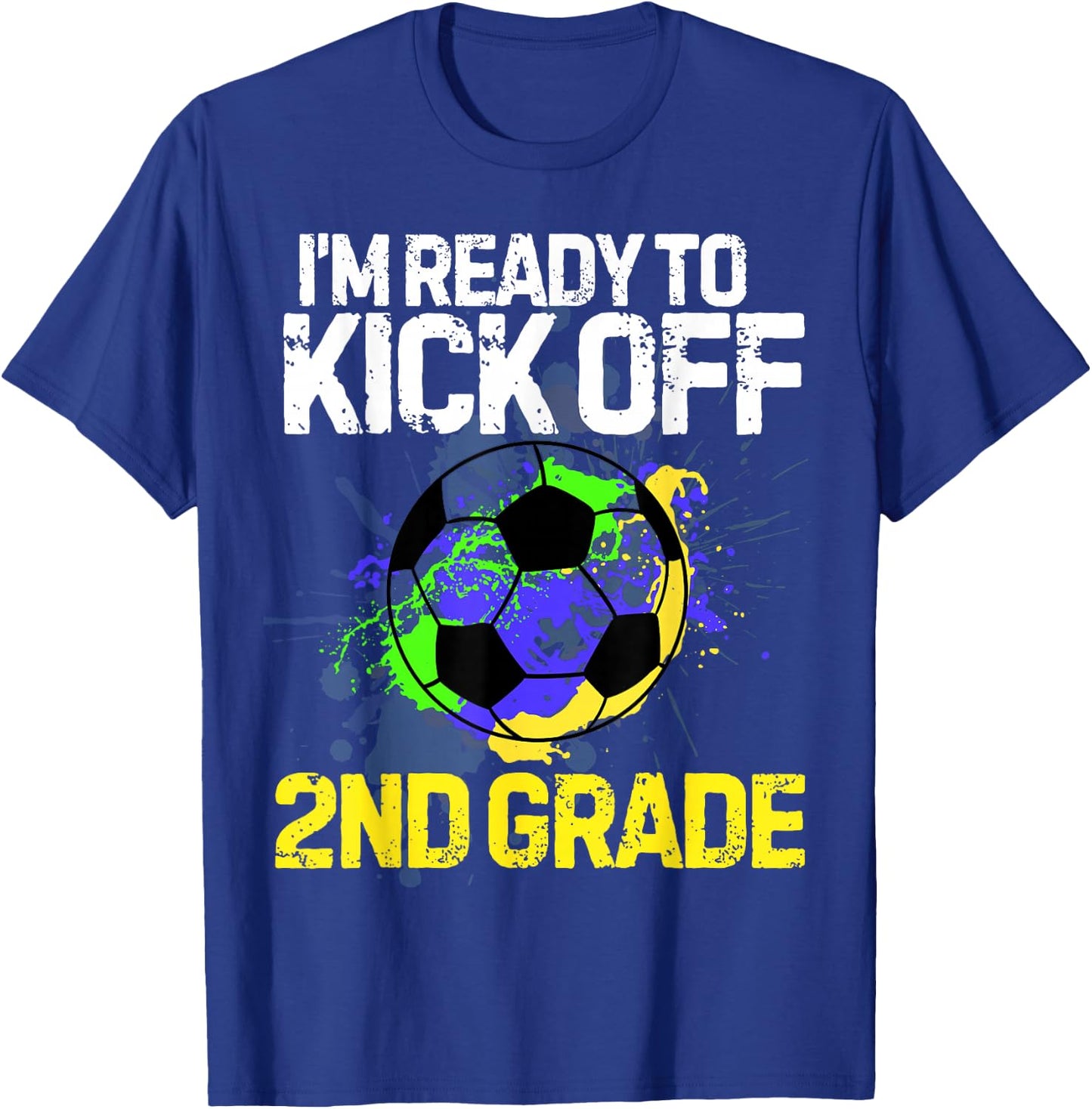 Funny Back To School Kick off 2nd grade Soccer Kids Boys T-Shirt - T-Shirt | Royal