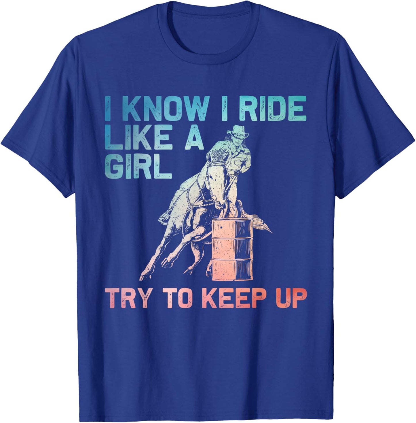 Barrel Racing Design Girls Cowgirl Barrel Racing T-Shirt - T-Shirt | Royal