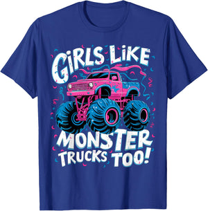 Cute Monster Truck Birthday Party Girl Like Monster Truck T-Shirt - T-Shirt | Royal